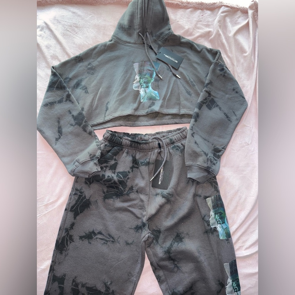 PrettyLittleThing Gray Tie-Dye Jogger Set